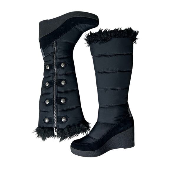 Juicy Couture Shoes - juicy wedge heel faux fur trim snow boots size 7